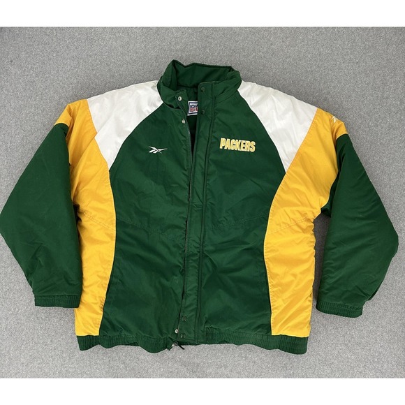 Vintage Green Bay Packers Jacket Mens 2XL NFL Football Pro Line Reebok 90s Zip